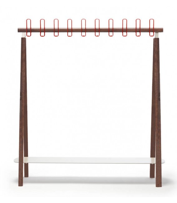 PERCHERO TIPO BURRO 135 X 41 X 145 LARDI NOGAL Y ROJO