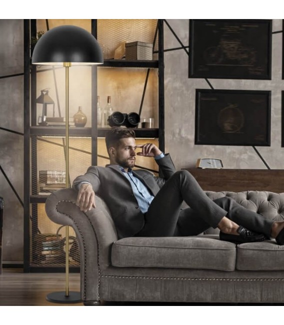 LAMPARA DE PIE 40 Ø X 166 LLEGUIN METAL ORO Y NEGRO