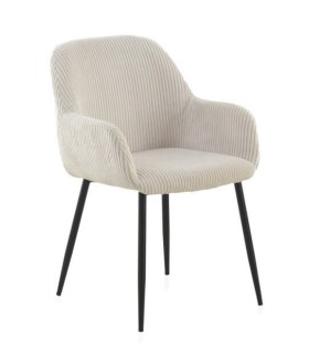 SILLON COMEDOR 57 X 61 X 83 CHULIA PANA BLANCA METAL NEGRO