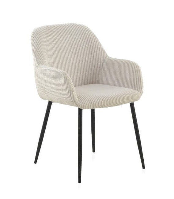 SILLON COMEDOR 57 X 61 X 83 CHULIA PANA BLANCA METAL NEGRO