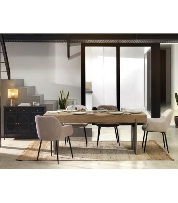 SILLON COMEDOR 57 X 61 X 83 CHULIA PANA BLANCA METAL NEGRO