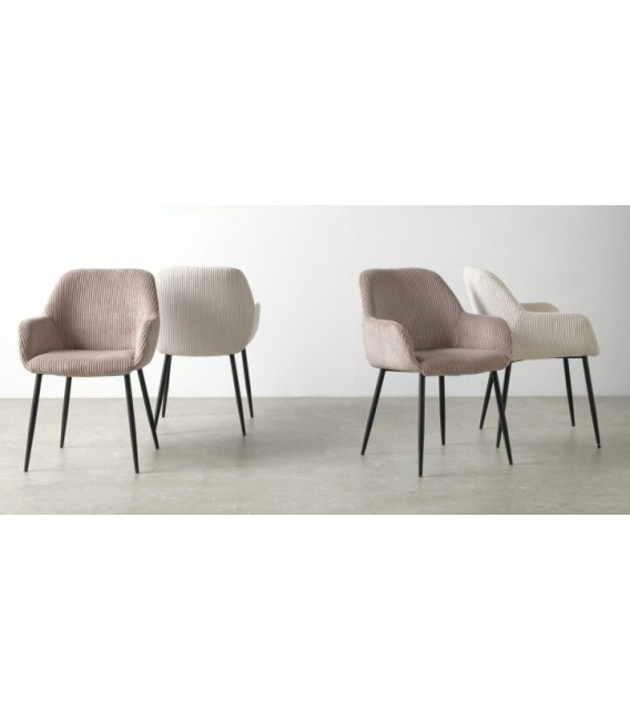 SILLON COMEDOR 57 X 61 X 83 CHULIA PANA BLANCA METAL NEGRO