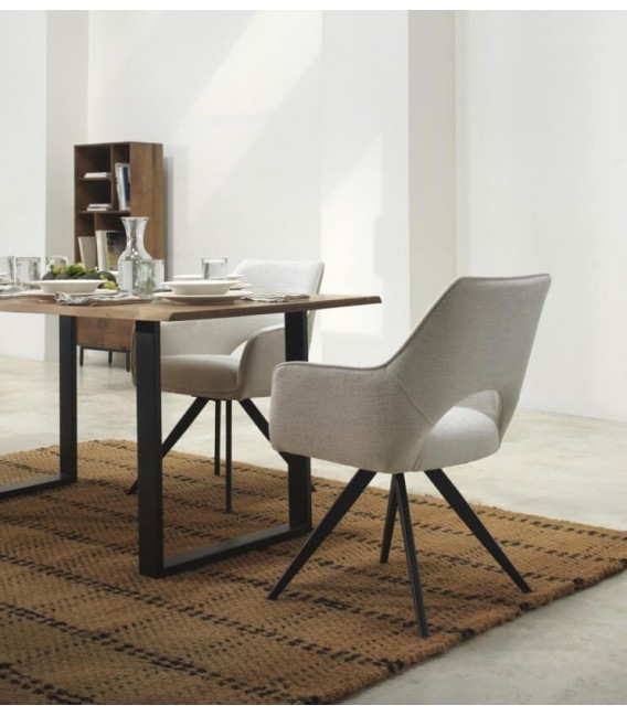 SILLON COMEDOR 59 X 62 X 85 CAINE METAL NEGRO TEXTIL BLANCO