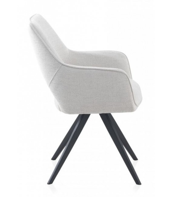 SILLON COMEDOR 59 X 62 X 85 CAINE METAL NEGRO TEXTIL BLANCO