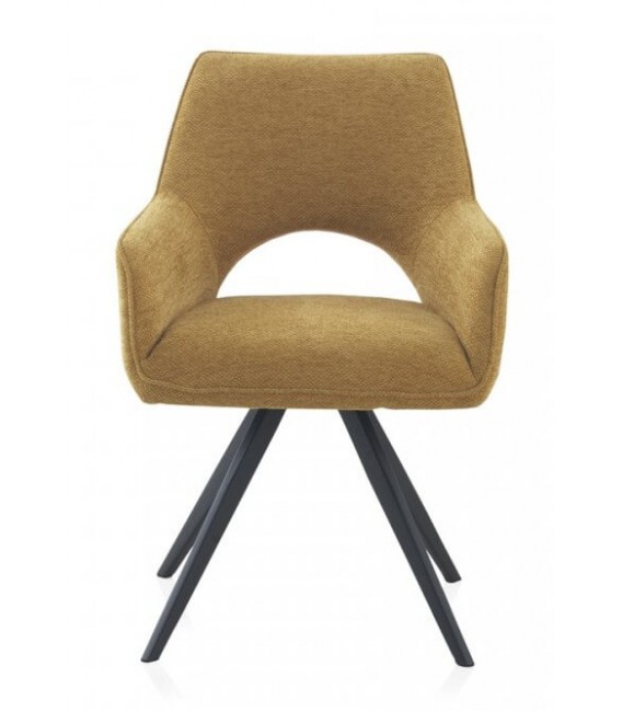 SILLON COMEDOR 59 X 62 X 85 CAINE GIRATORIO METAL NEGRO TEXTIL MOSTAZA