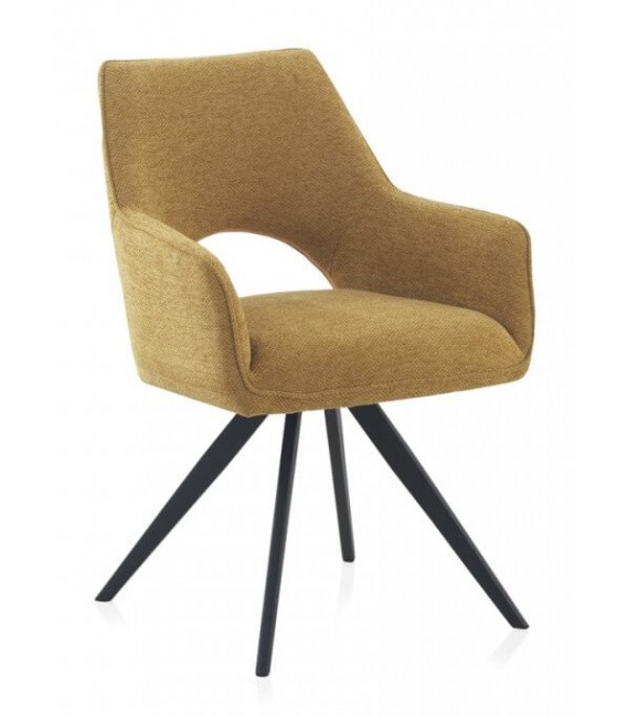 SILLON COMEDOR 59 X 62 X 85 CAINE GIRATORIO METAL NEGRO TEXTIL MOSTAZA