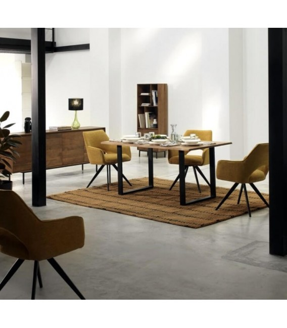 SILLON COMEDOR 59 X 62 X 85 CAINE GIRATORIO METAL NEGRO TEXTIL MOSTAZA