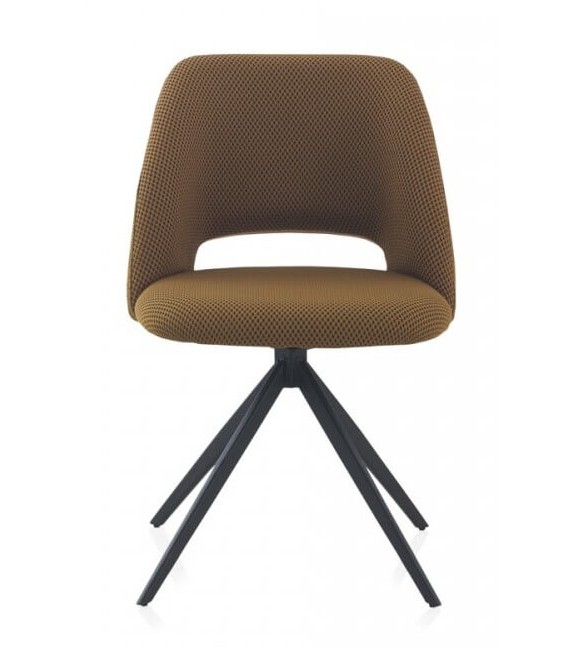 SILLON COMEDOR 53 X 51 X 89 LANPO GIRATIORIO METAL NEGRO TEXTIL MOSTAZA