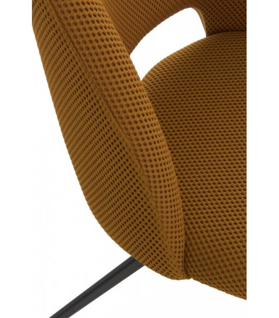 SILLON COMEDOR 53 X 51 X 89 LANPO GIRATIORIO METAL NEGRO TEXTIL MOSTAZA