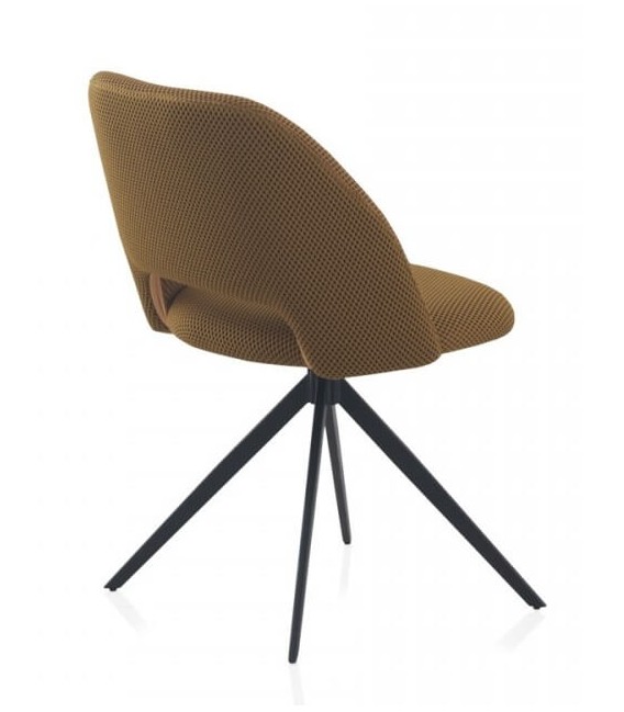 SILLON COMEDOR 53 X 51 X 89 LANPO GIRATIORIO METAL NEGRO TEXTIL MOSTAZA