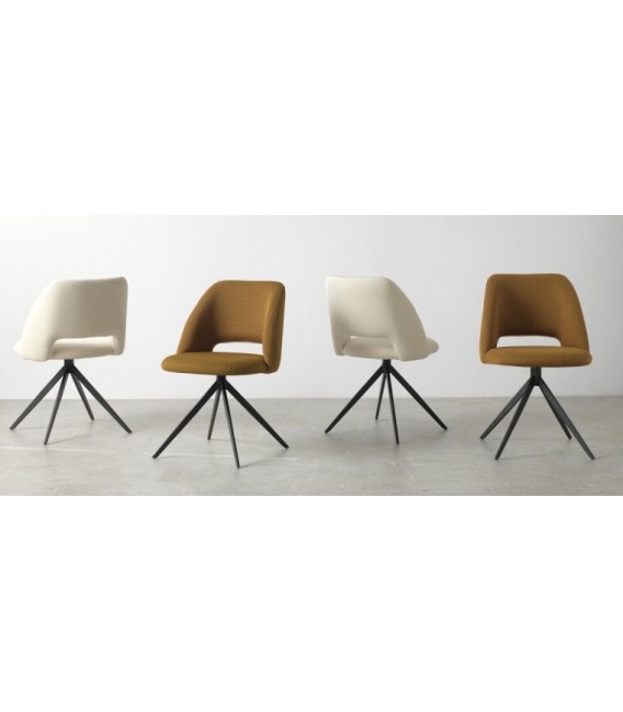 SILLON COMEDOR 53 X 51 X 89 LANPO GIRATIORIO METAL NEGRO TEXTIL MOSTAZA
