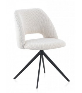 SILLA 53 X 51 X 89 LANPO GIRATIORIO METAL NEGRO TEXTIL BLANCO