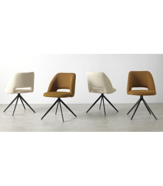 SILLA 53 X 51 X 89 LANPO GIRATIORIO METAL NEGRO TEXTIL BLANCO