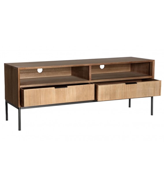 MUEBLE DE TV 140 X 44 X 55 MEIRA MADERA NATURAL METAL NEGRO