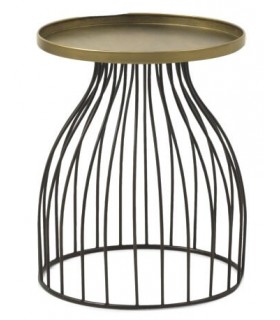 MESITA AUXILIAR 45 Ø X 55 TELMA METAL NEGRO Y ORO VIEJO