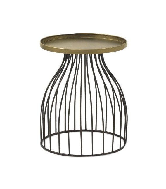 MESITA AUXILIAR 45 Ø X 55 TELMA METAL NEGRO Y ORO VIEJO