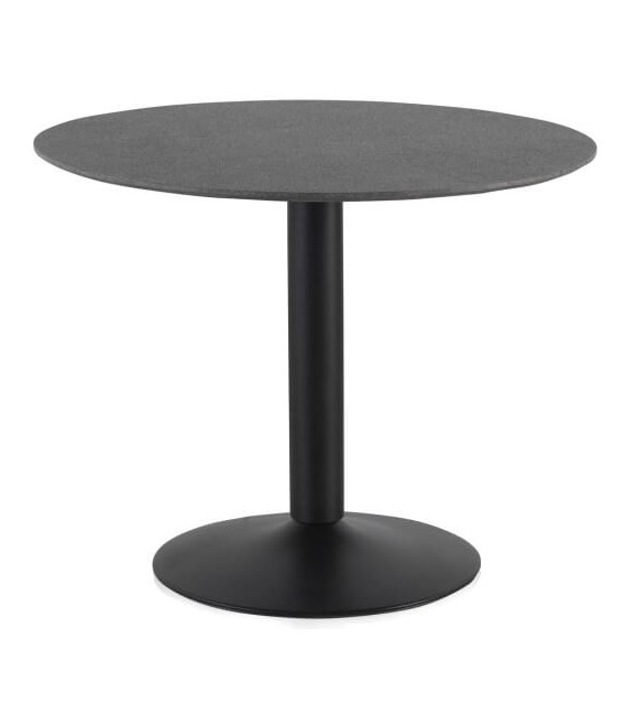 MESA DE COMEDOR 100 Ø X 76 RONLE METAL Y MELAMINA NEGRA