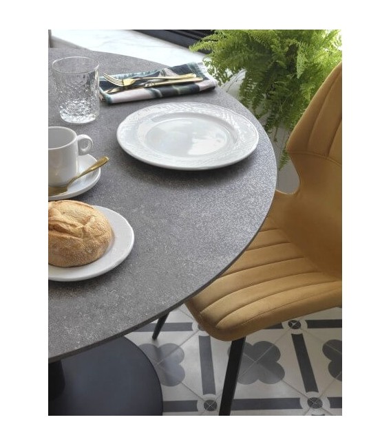 MESA DE COMEDOR 100 Ø X 76 RONLE METAL Y MELAMINA NEGRA