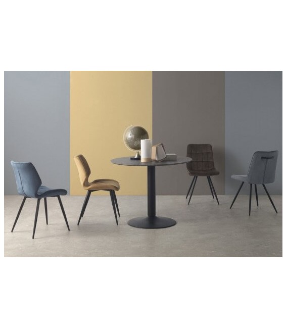 MESA DE COMEDOR 100 Ø X 76 RONLE METAL Y MELAMINA NEGRA