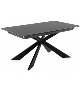 MESA DE COMEDOR EXTENSIBLE 160 X 90 X 76 METAL Y CERAMICA NEGRA