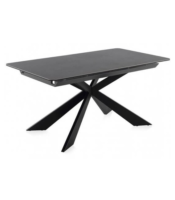 MESA DE COMEDOR EXTENSIBLE 160 X 90 X 76 METAL Y CERAMICA NEGRA