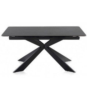 MESA DE COMEDOR EXTENSIBLE 160 X 90 X 76 METAL Y CERAMICA NEGRA