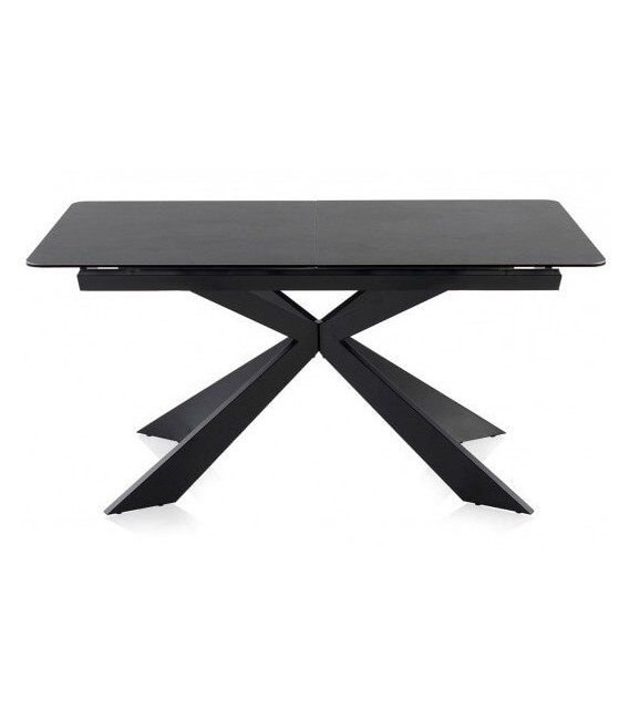 MESA DE COMEDOR EXTENSIBLE 160 X 90 X 76 METAL Y CERAMICA NEGRA