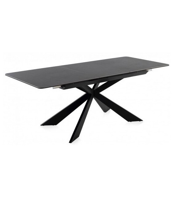 MESA DE COMEDOR EXTENSIBLE 160 X 90 X 76 METAL Y CERAMICA NEGRA