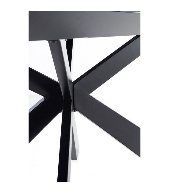 MESA DE COMEDOR EXTENSIBLE 160 X 90 X 76 METAL Y CERAMICA NEGRA