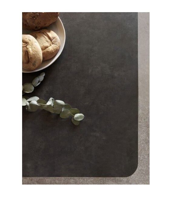 MESA DE COMEDOR EXTENSIBLE 160 X 90 X 76 METAL Y CERAMICA NEGRA