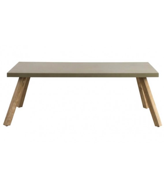 MESA DE COMEDOR 200 X 90 X 75 OLEA MADERA NATURAL CEMENTO TOPO