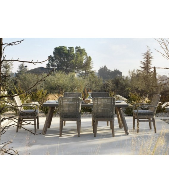 MESA DE COMEDOR 200 X 90 X 75 OLEA MADERA NATURAL CEMENTO TOPO