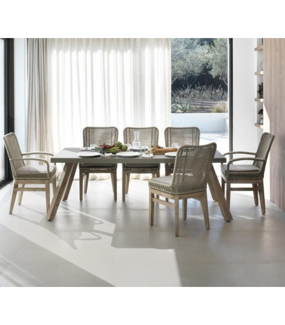 MESA DE COMEDOR 200 X 90 X 75 OLEA MADERA NATURAL CEMENTO TOPO