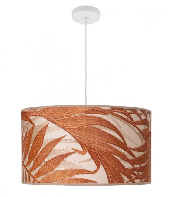 LAMPARA DE TECHO 50 Ø X 105 PALMAR TEXTIL ESTAMPADO COLOR TEJA