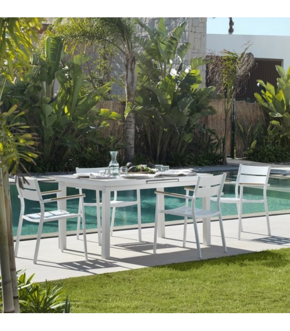 MESA DE COMEDOR EXTENSIBLE 140 X 90 X 75 REBEL BLANCA EXTERIOR