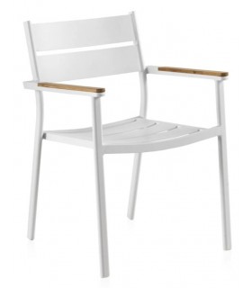 SILLON 56 X 56 X 80 TOPI EXTERIOR METAL BLANCO MADERA NATURAL