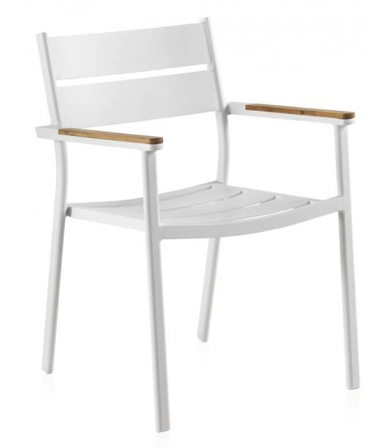 SILLON 56 X 56 X 80 TOPI EXTERIOR METAL BLANCO MADERA NATURAL