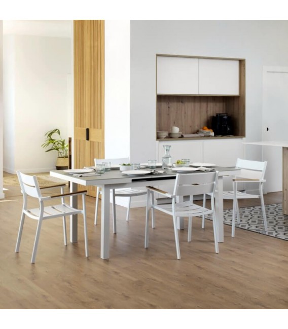 SILLON 56 X 56 X 80 TOPI EXTERIOR METAL BLANCO MADERA NATURAL