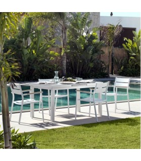 SILLON 56 X 56 X 80 TOPI EXTERIOR METAL BLANCO MADERA NATURAL