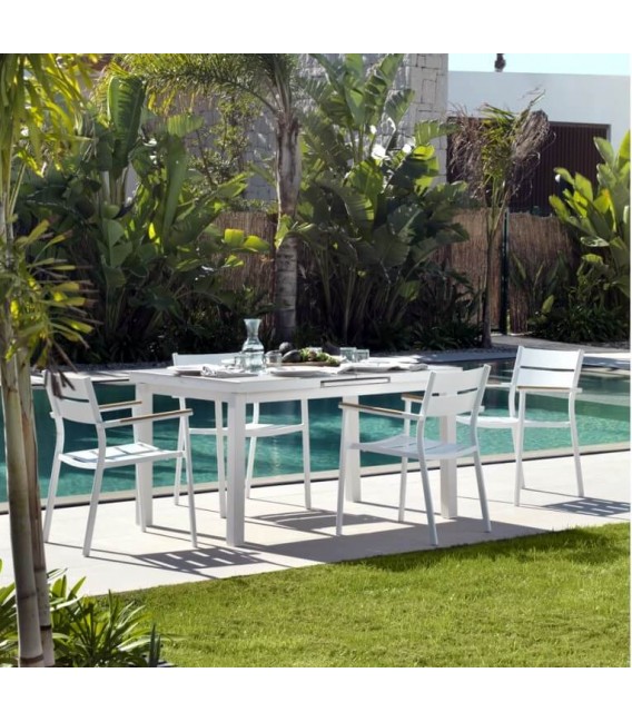 SILLON 56 X 56 X 80 TOPI EXTERIOR METAL BLANCO MADERA NATURAL