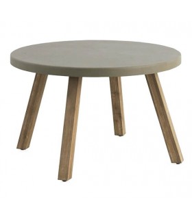 MESA DE COMEDOR 118 Ø X 75 OLEA MADERA NATURAL CEMENTO TOPO