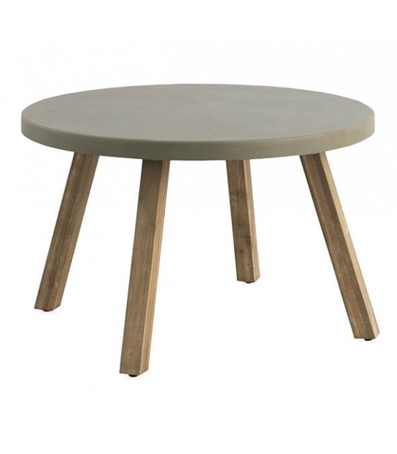 MESA DE COMEDOR 118 Ø X 75 OLEA MADERA NATURAL CEMENTO TOPO