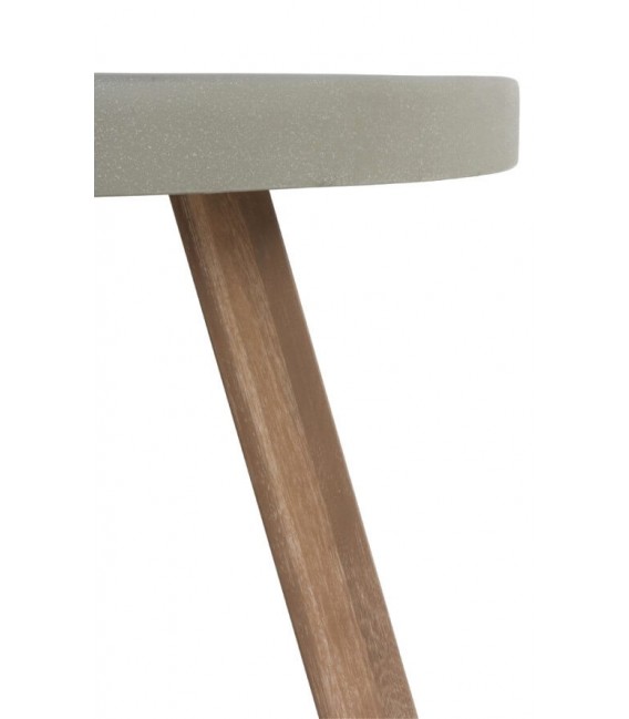 MESA DE COMEDOR 118 Ø X 75 OLEA MADERA NATURAL CEMENTO TOPO