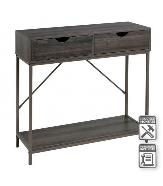 CONSOLA 80 X 30 X 75 WINIE MDF GRIS METAL NEGRO