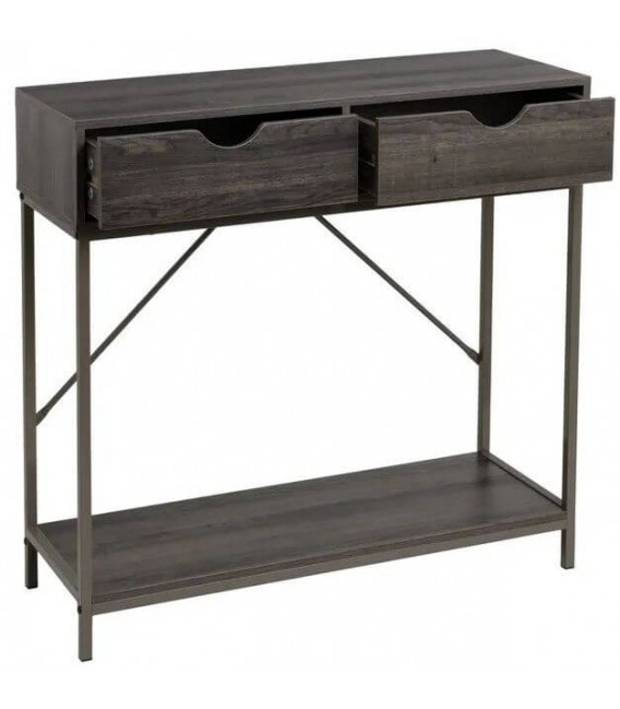 CONSOLA 80 X 30 X 75 WINIE MDF GRIS METAL NEGRO