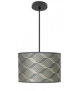 LAMPARA DE TECHO 30 Ø X 110 CUBE TEXTIL GRIS Y NEGRO