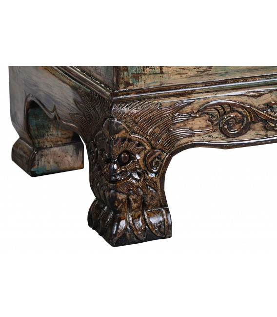 BANCO PIE DE CAMA 179 X 43 X 58 PANLIO MADERA DECAPADA EN VERDE