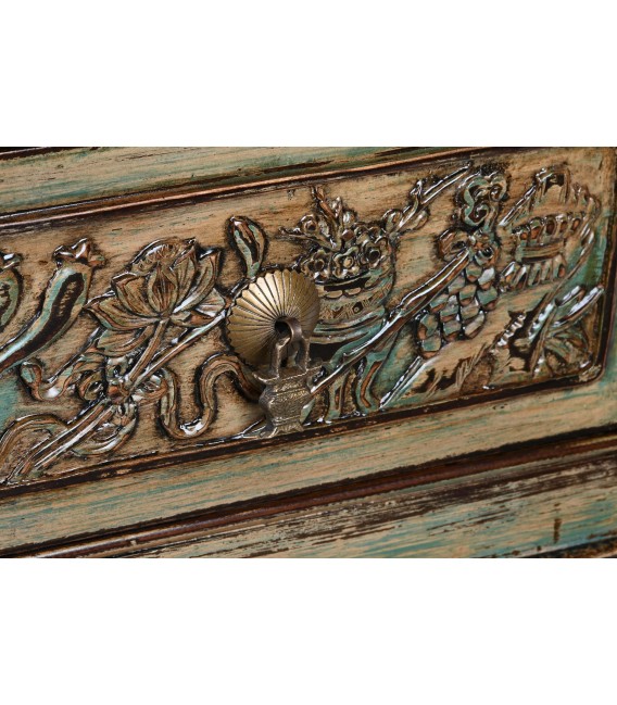 BANCO PIE DE CAMA 179 X 43 X 58 PANLIO MADERA DECAPADA EN VERDE