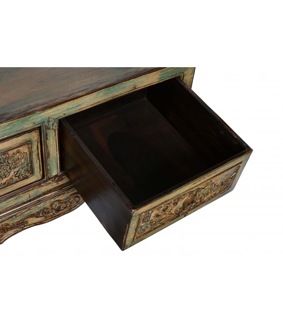 BANCO PIE DE CAMA 179 X 43 X 58 PANLIO MADERA DECAPADA EN VERDE