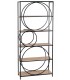 Estantería industrial con aros en metal negro y madera natural Mdmhogar1